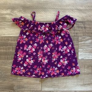 Off-shoulder purple floral tank